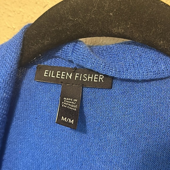 Eileen Fisher Blue Cardigan Tencil Lyocell Organic Cotton Silk Blend Size Medium - Picture 4 of 5